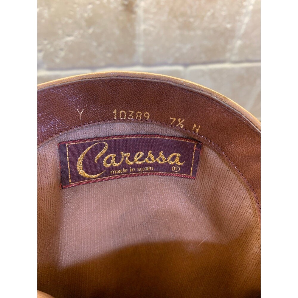 Caressa 70’s Vintage Heeled Boots Brown Leather 7.5 Narrow - Picture 5 of 10